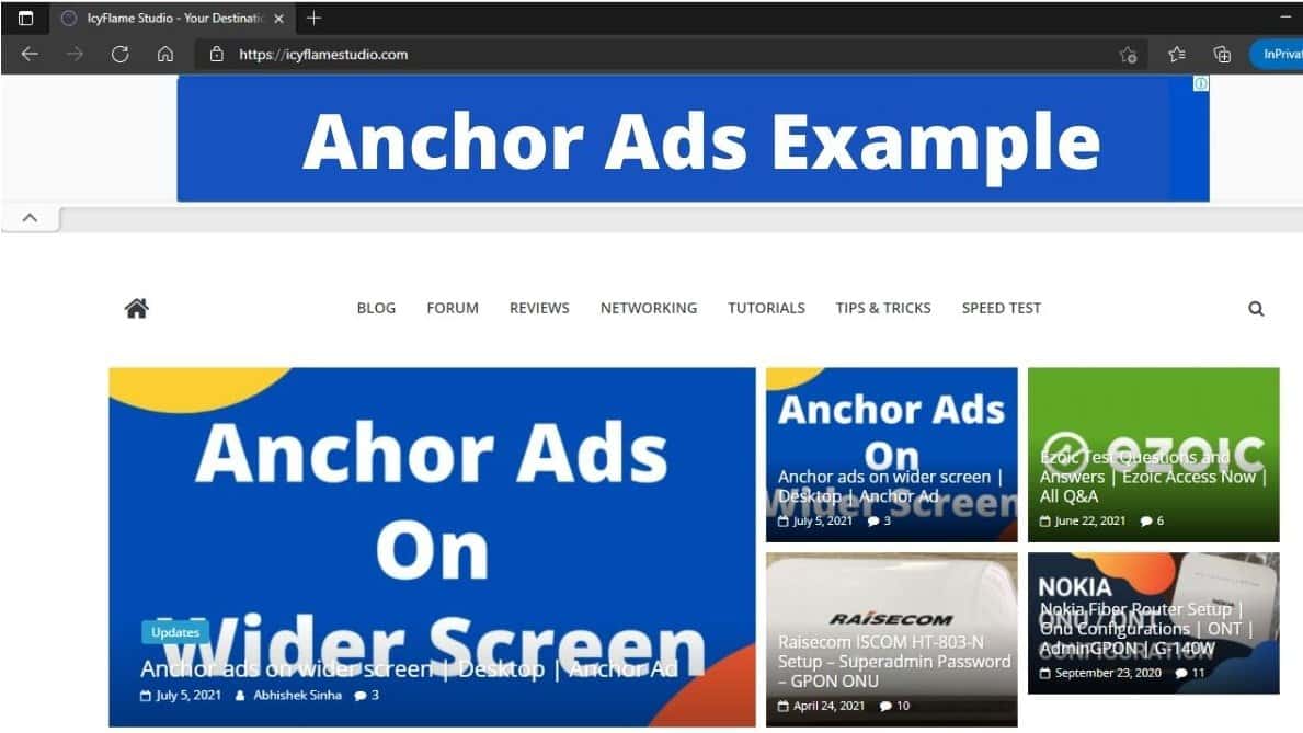 Anchor Ads on Wider Screen | Anchor Ads on Desktop Screen 3 Example Anchor Ads on wider screen